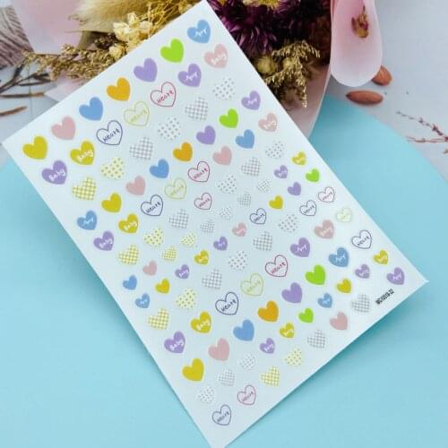 DIY Japanese Style Thin Light Traceless Dry Nail Stickers Love Heart & Smiles Back Glue Adhesive Nail Decals Manicure Nail Art