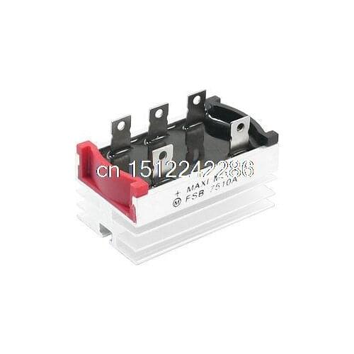 5.5mm Hole Dia Three Phase Bridge Rectifier w Heatsink 75A 1000V