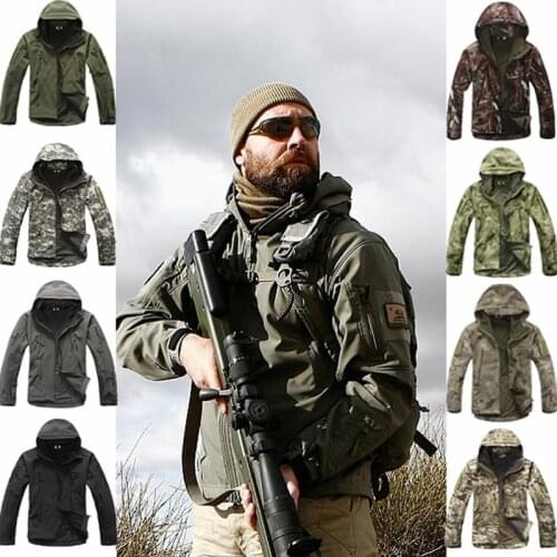 Outdoor Sport Men Jacket Waterproof Softshell Sharkskin Tactical Hunting Clothes Hooded Windbreaker Coat