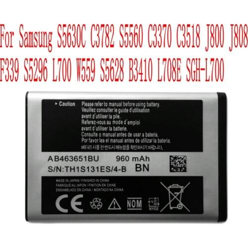High Quality 960mAh AB463651B Battery For Samsung S5630C C3782 S5560 C3370 C3518 J800 J808 F339 S5296 L700 W559 S5628 Cell Phone