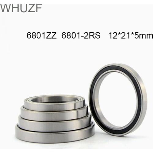 WHUZF 6801-2RS ZZ Bearing 12*21*5mm 5/10Pcs Full Balls Bicycle Repair Parts 61801ZZ 2RS RS Ball Bearings 6801-2RS 6801 Bearings