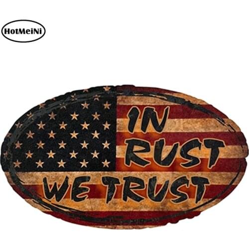 HotMeiNi 15cm X 10cm Funny Car Sticker Rat Rod in Rust We Trust Decal Vinyl Sticker Waterproof Car Styling Accessories