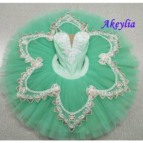 Green Classical Ballet Danseuse wear Tutu girls Pre-Professional Pancake Tutu Dress for Child and Adult ballet performance