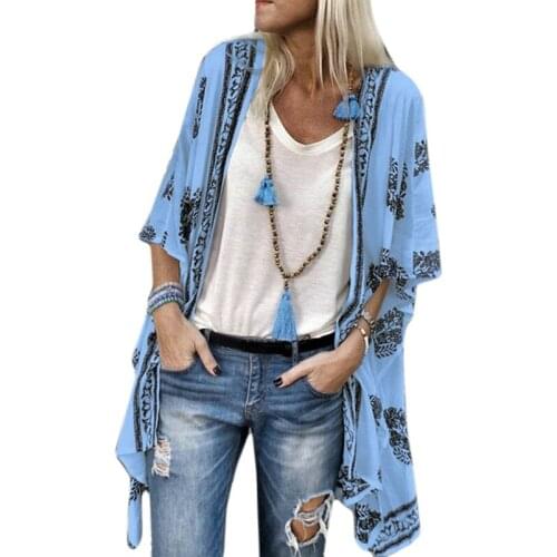 Blouse Woman Fashion Casual Floral Print Kimono Cardigan Long Shirt for Women Autumn Summer Long Sleeve Shirt Blusa Feminina