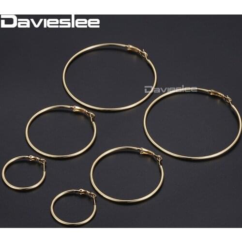 Davieslee Womens Hoop Earrings Round Circle Thin Tube Alloy Black Rose Gold Silver Color Earrings Women Jewelry Gifts 2mm DGEM26