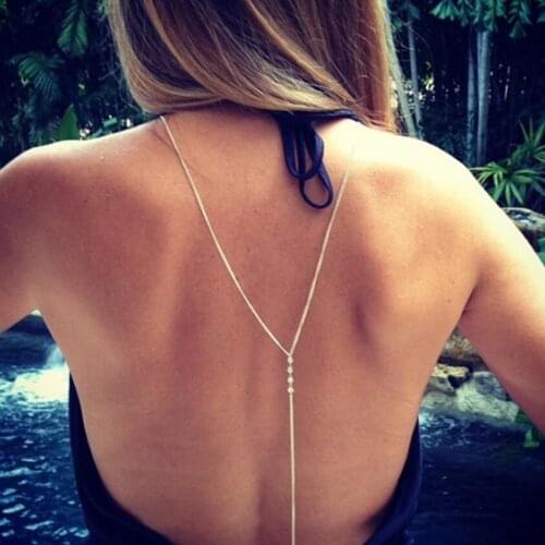 Women BodyChain Boho Beach Bikini Bib Crystal Wedding Summer Dress Backdrop Back Necklace Jewelry Body Jewelry