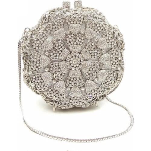 Gold Crystal Women Pearl Beaded day clutches silver Evening Metal Clutches Bag Wedding Party Prom Bridal Handbag Purse for lady