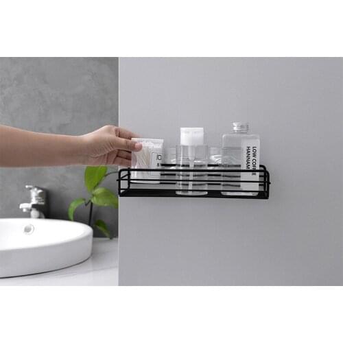 1PC Shower Wall Shelf Punch Free Shower Shelf Black White Storage Suction Basket Storage RackKitchen Bathroom Accessories QA 176