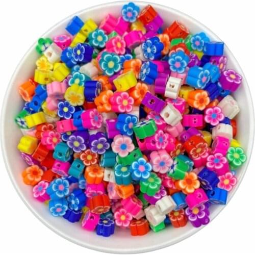 25 pcs Polymer Clay Fimo Mixed Color Flower Figure Beads, jewelry Making