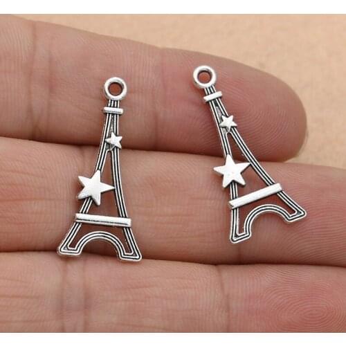 Antique Silver Plated Eiffel Tower Star Charms Pendants for Necklace Bracelets Jewelry Making DIY Craft Handmade 29x13mm