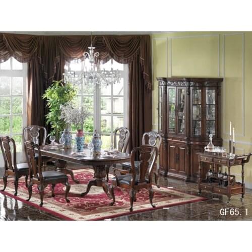 America style wooden dinner table set and chairs wood cupboard ensemble de table et chaises обеденный стол и стулья GF65