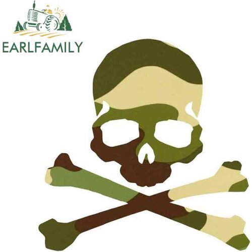 EARLFAMILY 13cm x 12.8cm For Biker Skull Camo Vinyl Decal Sticker Sunscreen Waterproof Personality Car Stickers Car Decoration