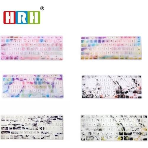 HRH Waterproof Marble Design English Silicone Keyboard Cover Skin Protective Film for Macbook Air Pro Retina 13 15 17 US Layout