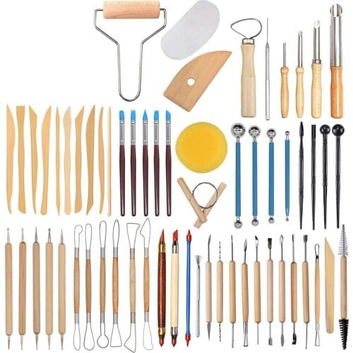 61Pcs Clay Tools Sculpting Pottery Tools Polymer Modeling Clay Sculpture Set for Pottery Modeling,Carving,Ceramics