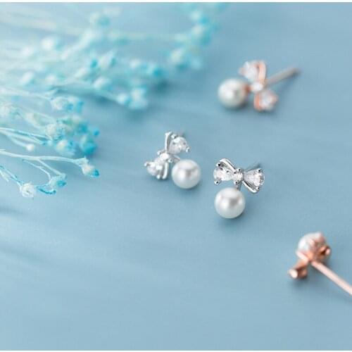 INZATT Real 925 Sterling Silver Zircon Heart Pearl Stud Earrings For Fashion Women Geometric Fine Jewelry Punk Accessories