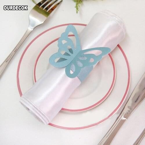 50pcs Butterfly Paper Napkin Rings for Wedding Party decoration Wedding Favors 8 Colors for your chose