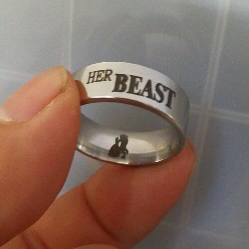 Ufine Fahion the beast ring set his beauty her beast engagement ring set stainless steel couple ring set drop ship R010