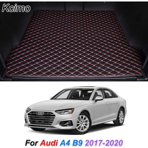 Custom Leather Car Trunk Mats For Audi A4 B9 2017 2018 2019 2020 Rear Trunk Floor Mat Tray Carpet Cargo Liner Auto Accessories