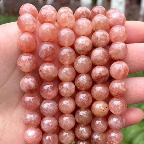 Round Sun Stone Beads DIY Necklace Bracelet Loose Spacer Sunstone For Jewelry Making Size 4/6/8/10/12mm 15'' Wholesale