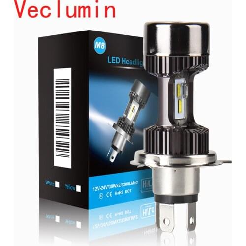 M8 1pcs H4 LED Motorcycle Headlight Bulbs H4 Hi-Lo 3200LM 6000K 30W Led Moto Motorbike Headlamp Lighting Electric Car Lights