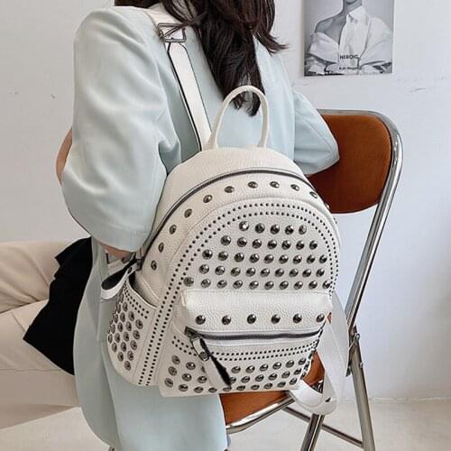 Women Backpack Female Leather New Small Backpacks for School Teenagers Girls Rivet Casual Ladies Travel Backpack Bags for Women