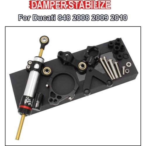 Motorcycle For Ducati 848 2008 2009 2010 CNC Steering Damper Stabilize Bracket Mounting Kit Support