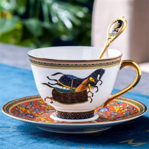 Luxury Bone China Coffee Cup and Saucer Set Advanced Royal Classical Afternoon Tea Cups Ceramic Milk cups Espresso Cups