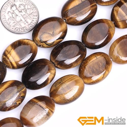 Natural Stone Tigers Eye Oval Beads For Jewelry Making Strand 15 Inch DIY Bracelet Necklace For Women Gifts