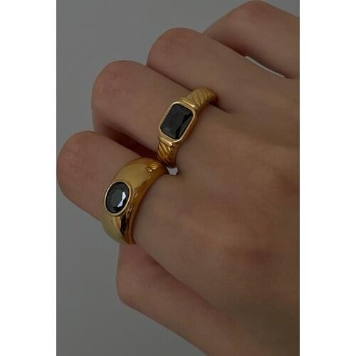 Timeless Wonder Titanium Geo Rhinestone Stackable Rings for Women Punk Designer Kpop Gothic Ins Trendy Egirl Rare Runway 1242