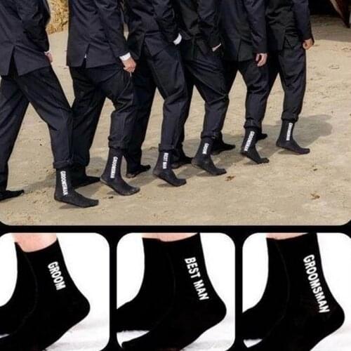 Groom Groomsman BestMan Socks For Wedding Party Engagement Marry Socks Men Letter Print Socks