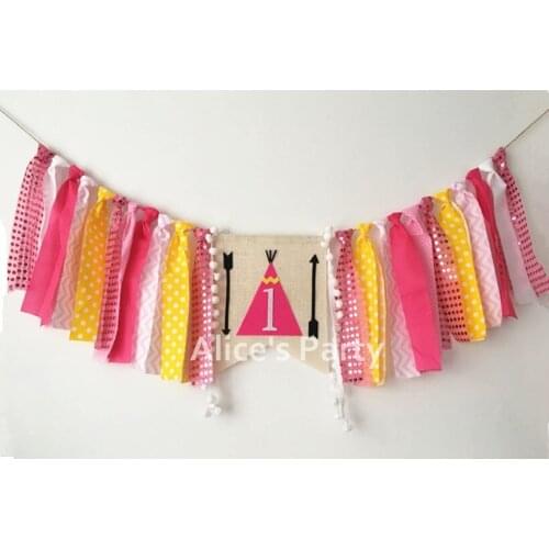 New Glitter Pink Coachella Indian Tribal theme Party Garland Teepee 1st Birthday Highchair Banner Powwow Girl Arrows Photo shoot