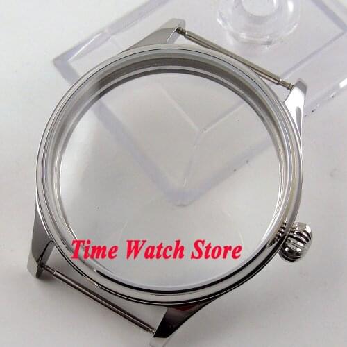 New high quality 44mm pumpkin crown polished stainless steel Watch Case fit 6497 6498 EAT movement C67