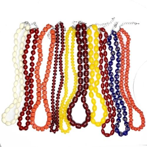 Wholesale Mix-Shape Bodhi Beads Strand Necklace Resin Ambers Prayer Short Chain Choker Faux Beeswax Jewelry Buddhist String B492