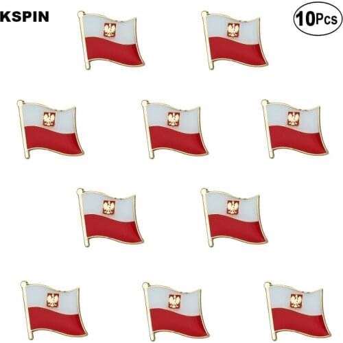 Poland Flag Lapel Pin Flag badge Brooch Pins Badges 10Pcs a Lot