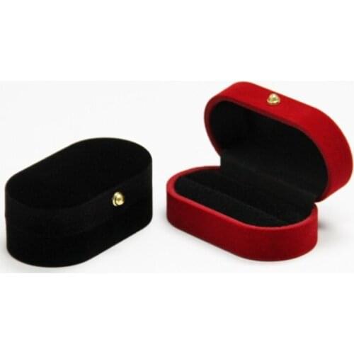 Portable Double Rings Box Display Jewelry Holder Wedding Engagement Ring Case