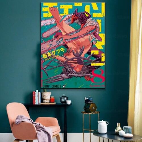 Retro Poster Anime Chainsaw Man Canvas Painting Wall Art Poster and Print Picture for Bar Room Decoration Home Decor Wall Decor
