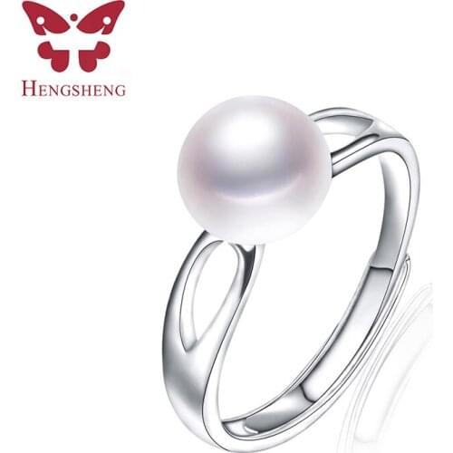 Clearance Sale! 2020 Fashion White Natural Pearl Adjustable Rings For Women Silver 925 Wedding Good Quality Jewelry With Box