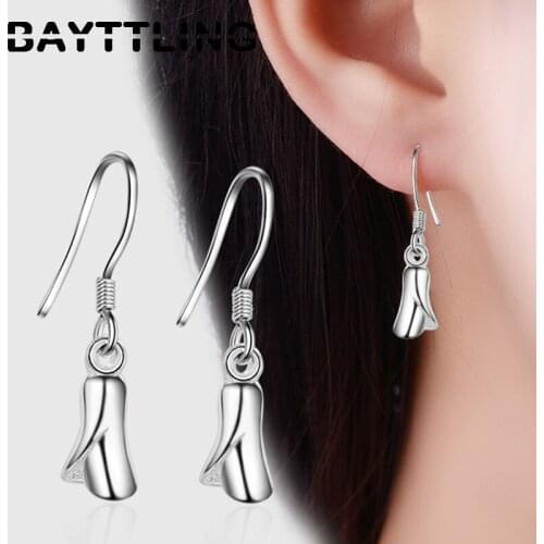 BAYTTLING 925 Sterling Silver 25MM Cute Wind Chime Water Drop Earrings For Women Fashion Glamour Birthday Party Jewelry Gift
