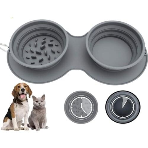 Collapsible Dog Bowl Portable Slow Eatting Feeder For Cat Puppy Anti Choking Silicone Pet Watering Dish Anti-Spill Design