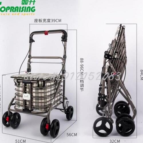 Old Age Scooter, Leisure Shopping Cart, Trolley, Hand-push Grocery Cart, Foldable With Seat