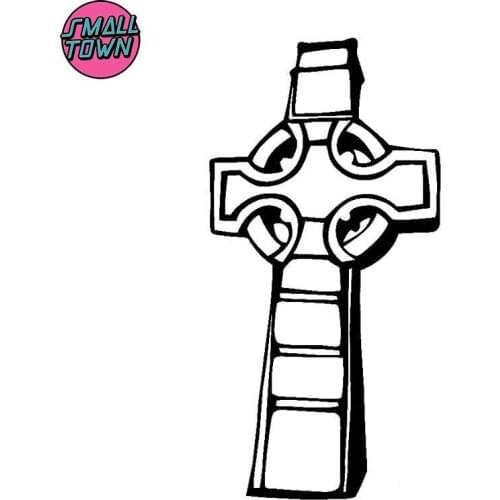 Small Town 9.1cm*17.1cm Cross Personality Vinyl Motorcycle Stickers Decals Black/Silver S3-5550