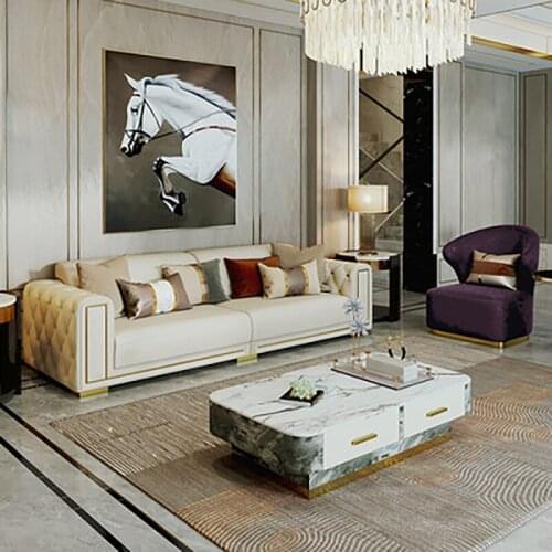 Postmodern light luxury coffee table designer high-end Nordic marble coffee table table living room high-end sense with drawer