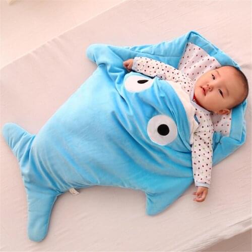 Infant Sleeping Bag Shark Shape Sleeping Bag Cartoon Anti-kick Is Autumn And Winter Newborn Baby Out Of Cotton Creative Gifts