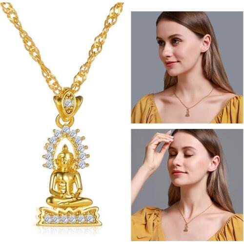 Thailand Alloy Plated Buddha Statue Pendant Necklace Nepal Women and Jewelry Pendant Buddhist Men Believers T6B2
