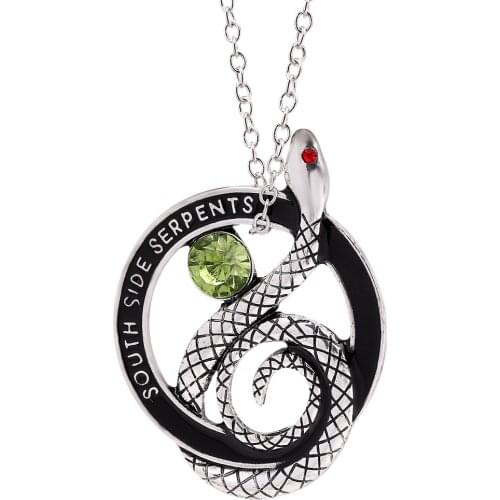 TV Riverdale SOUTH SIDE SERPENTS Necklace Snake Finland Serpent Crystal Necklaces Pendant Animal Women Men Jewelry Chain 19 inch