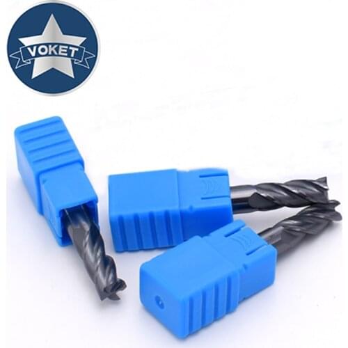 VOKET 45° solid TIALN carbide end mill 4 flutes square end mills HRC45 1MM 1.5MM 2MM 2.5MM 3MM 4MM 5MM 6MM 8MM 10MM 12MM