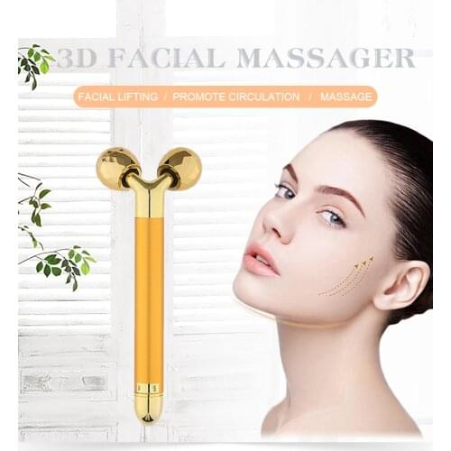 24k Gold Energy Beauty Bar V Shape 3D Face Vibration Massager Facial Massager Anti Aging Skin Tighten Beauty Skin Care Vibratin