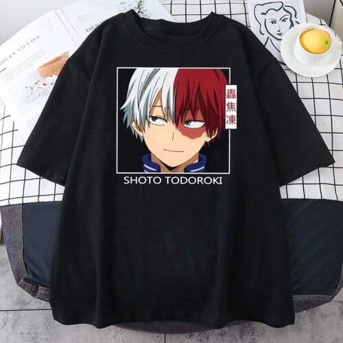 My Hero Academia Printed T Shirt Women Japanese Anime Shoto Todoroki Fashion Female T-shirts Hip Hop Top Tee Shirts Oversized