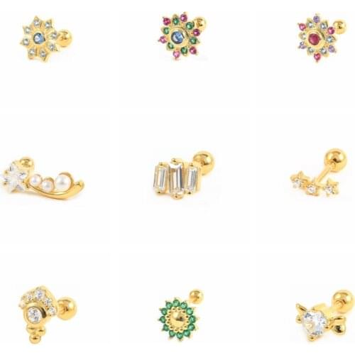 AIDE 1pcs 2021 Trend 925 Sterling Silver Crystal Diamond Earrings For Women Simple Stud Earring Piercing Pendientes Gift Brincos