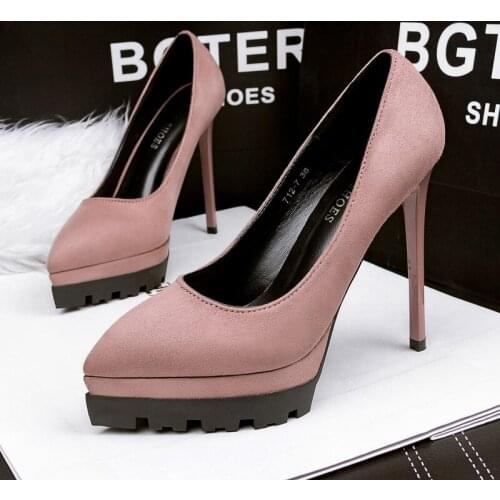 Women Wedding Party Platform High heels Concise Elegant Sexy stiletto suede high heel womens pumps O6-39